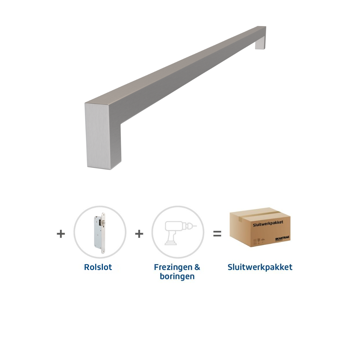 Sluitwerkpakketten met Deurgreep 20x800 Squared RVS